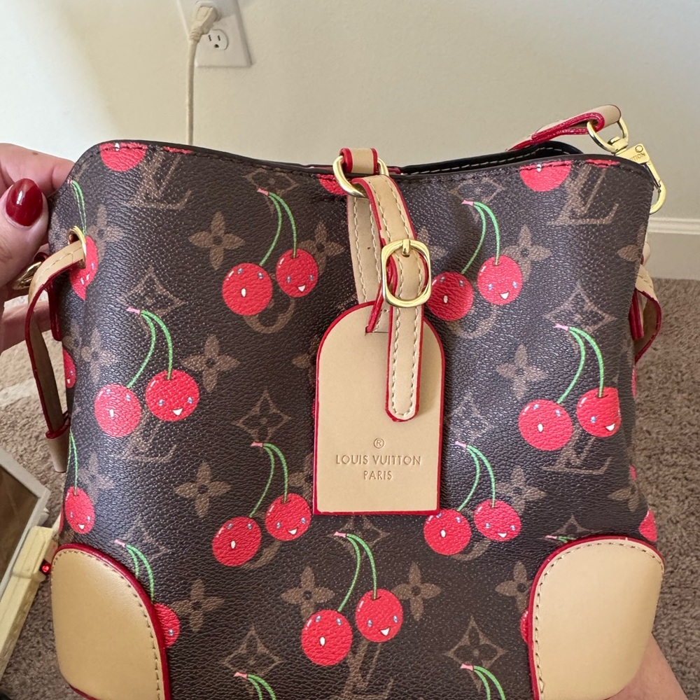 Louis Vuitton Brown Cherry Print Canvas Shoulder Bag